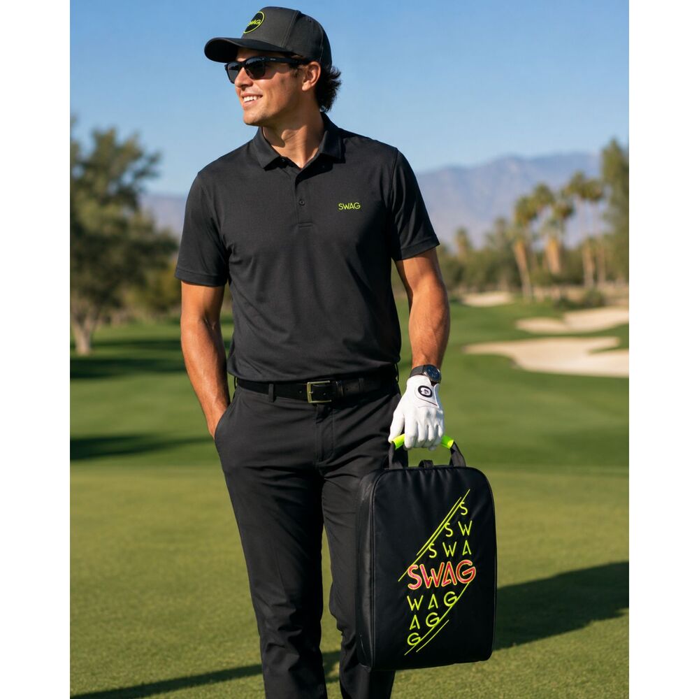 SWAG Golf Neon Logo Shoe Bag Black Green Pink Travel Case NWOT Rare Collectible